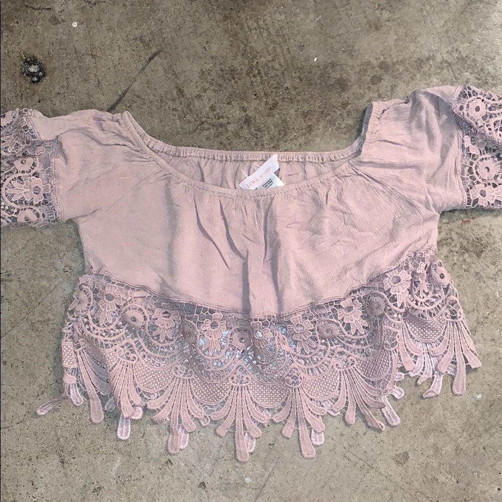 Taupe Off-The-Shoulder Crop Top